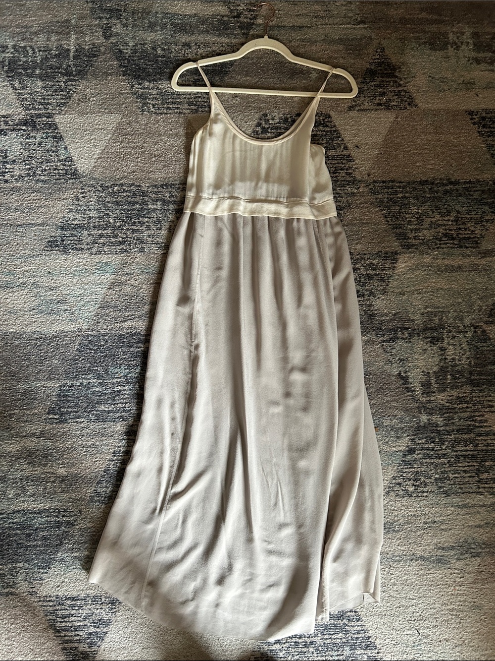Aritzia Cream Satin-Top Slip Dress